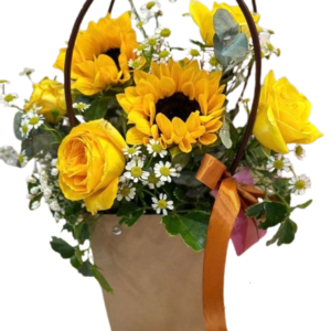 Bolso de Flores con Girasoles y Rosas Amarillas (bolso girasoles)